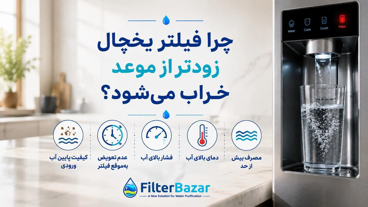 چرا فیلتر یخچال زودتر از موعد خراب می‌شود؟ ۸ علت کاهش عمر فیلتر یخچال