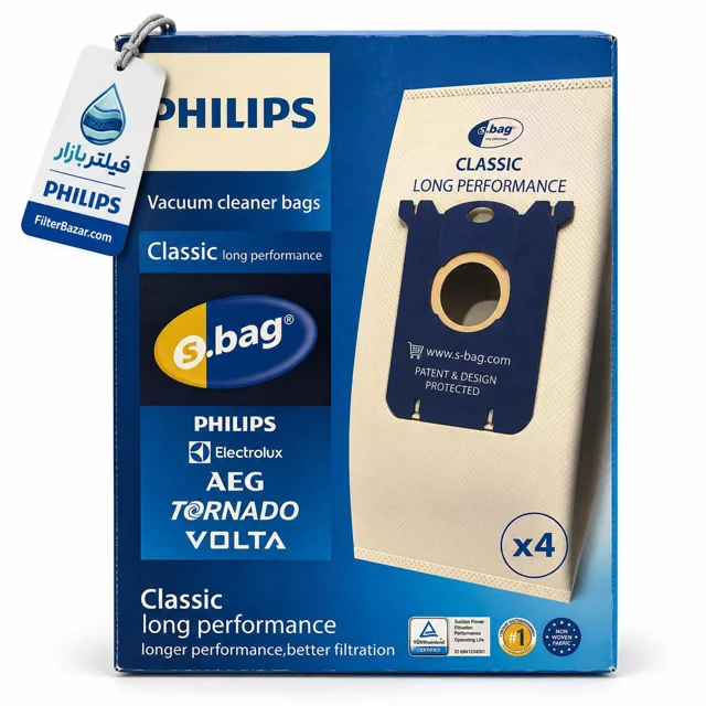 پاکت جاروبرقی S-bag مدل Classic Long Performance بسته 4 عددی مناسب فیلیپس، الکترولوکس و AEG